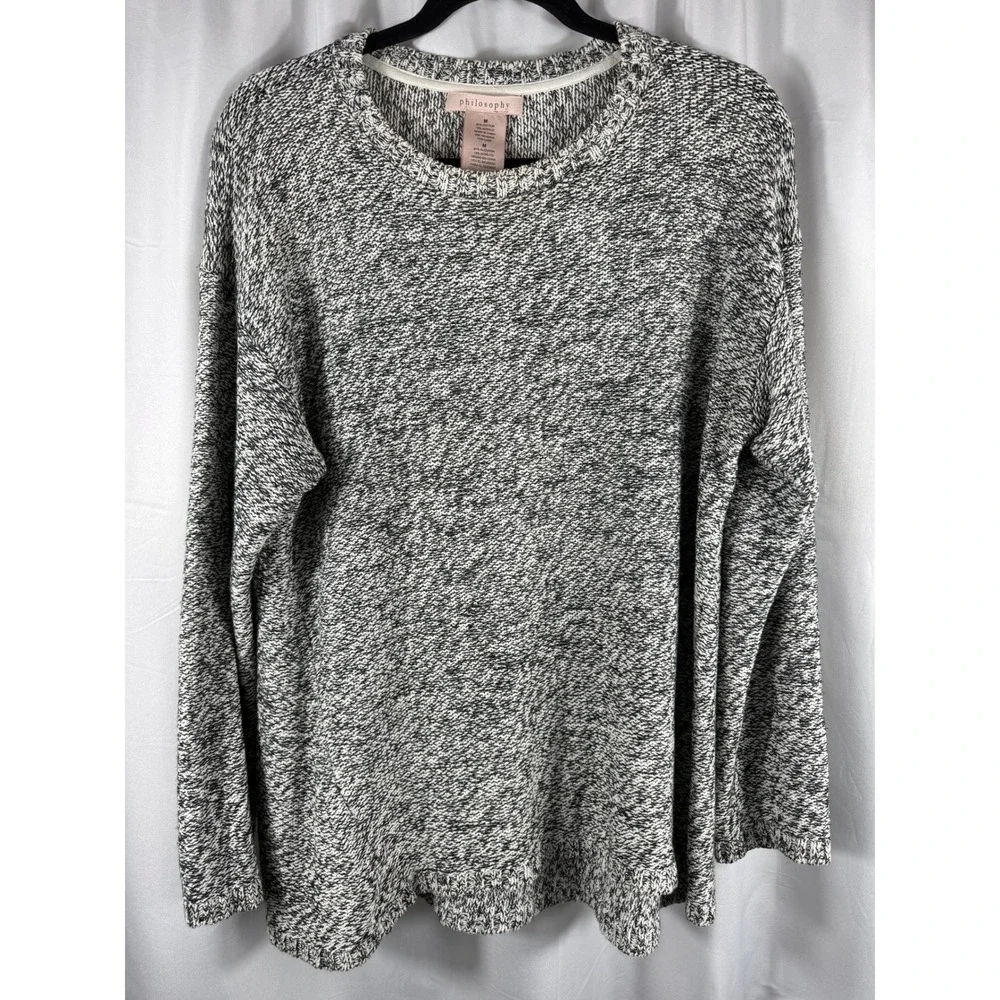 Philosophy Knit‎ Sweater Women M Cotton Acrylic Blend Crew Neck Long Sleeve